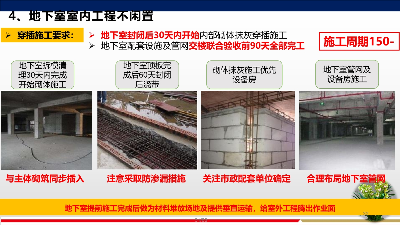 落实穿插提效工艺，合理优化施工工期，实现两提一减（提质量、提效率、减人工）